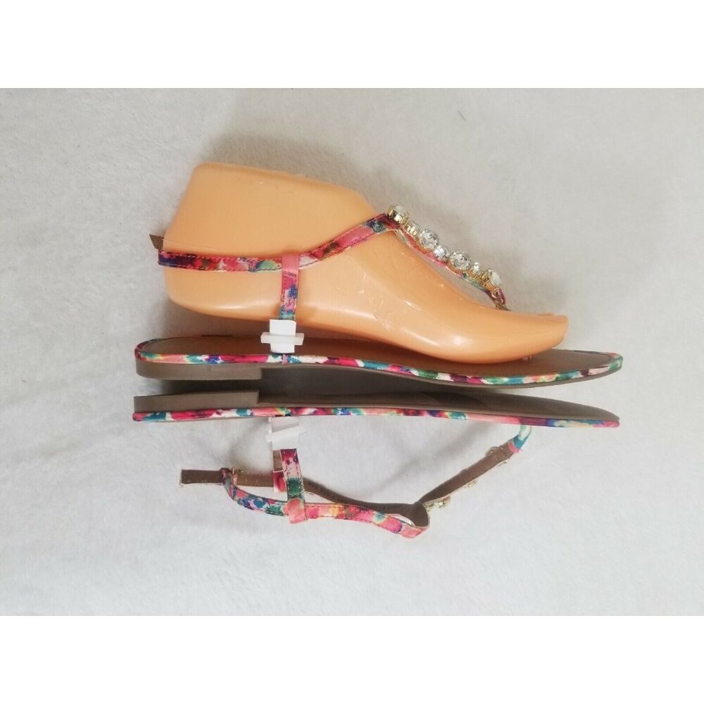 Women's Wild Pair "Camino" Open Toe Casual T-Strap Sandals, Pink Multi, Size 8.5 - Picture 6 of 8